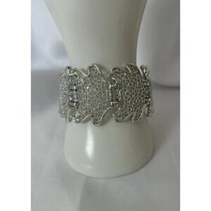 Because Vtg Silver Tone Filigree Wide Sarah Coventry Bracelet
